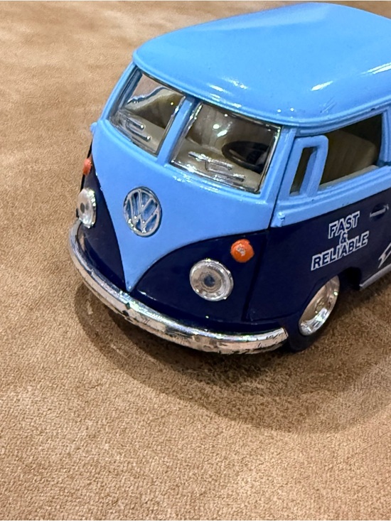 VW Bus Pickup Toy Diecast Blue Delivery Truck Vintage Style EUC - Picture 3 of 8